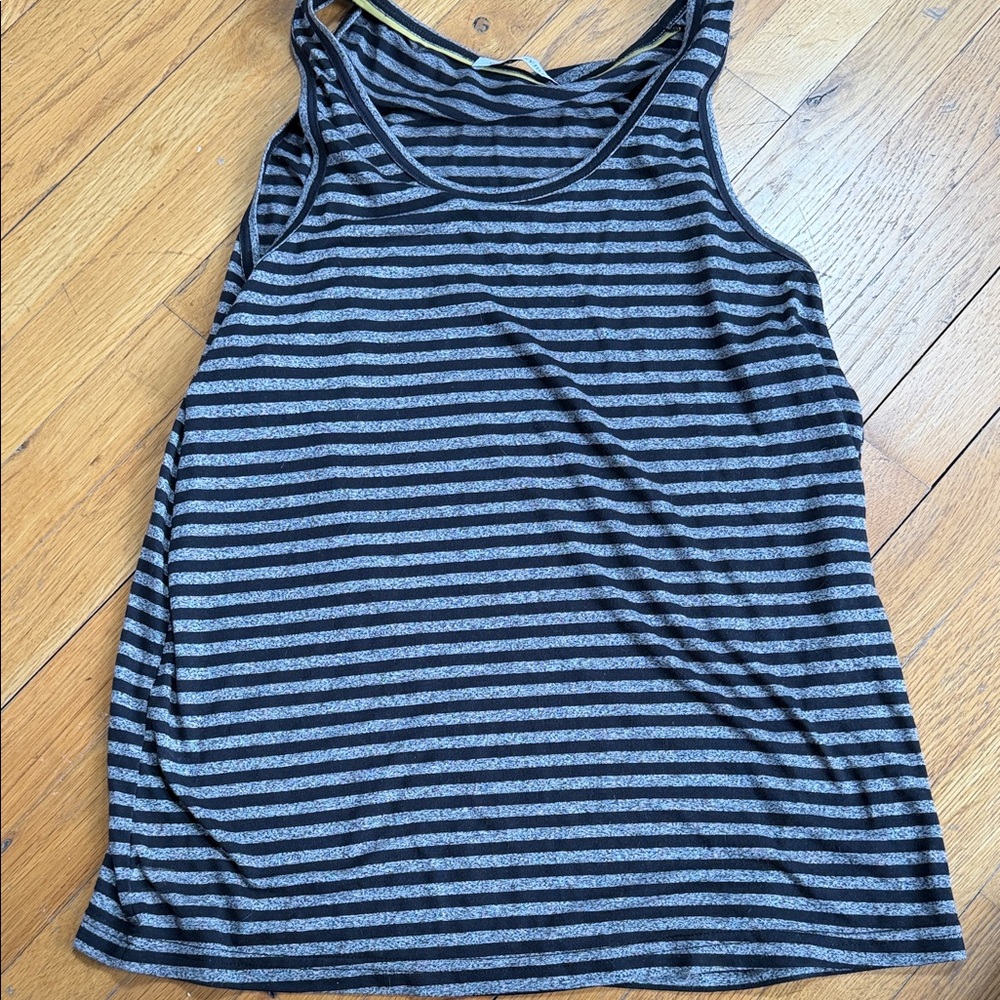 Men's Black and Gray Striped Tank Top